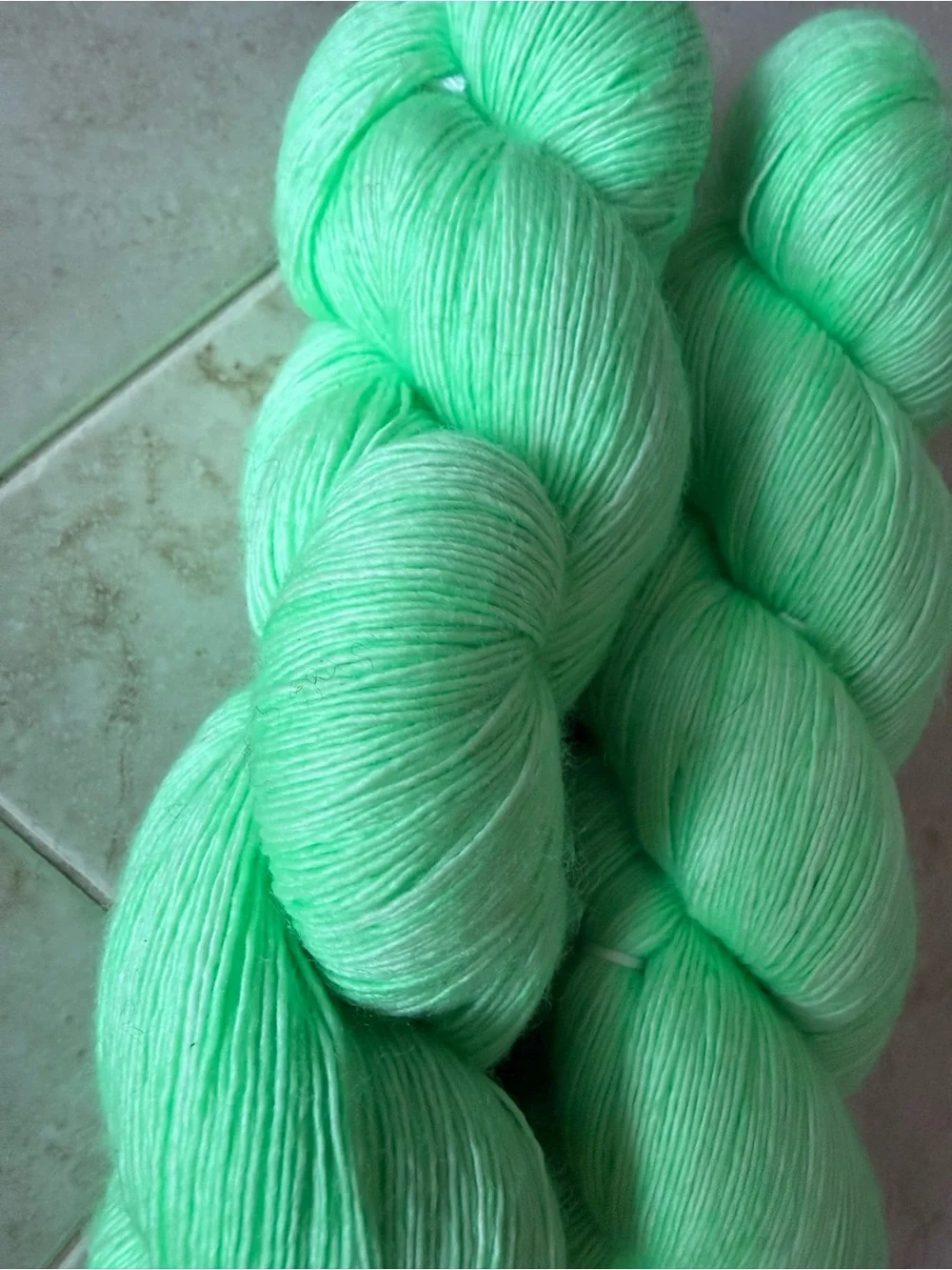 Mad Tosh Yarn Skeins in Bright Mint Green - 2 Hanks